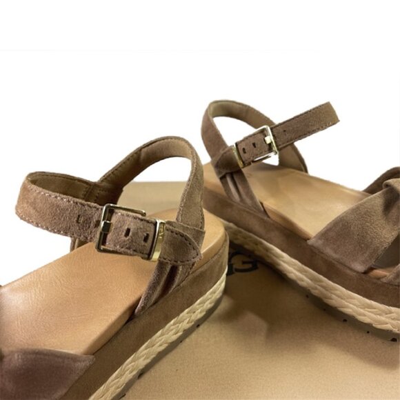 UGG Women’s NEUSCH Chestnut Suede Platform Espadrilles Sandals Size 9 New - Picture 4 of 8